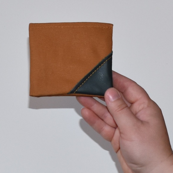 Wallet bifold canvas handmade rust colored - Picture 5 of 5
